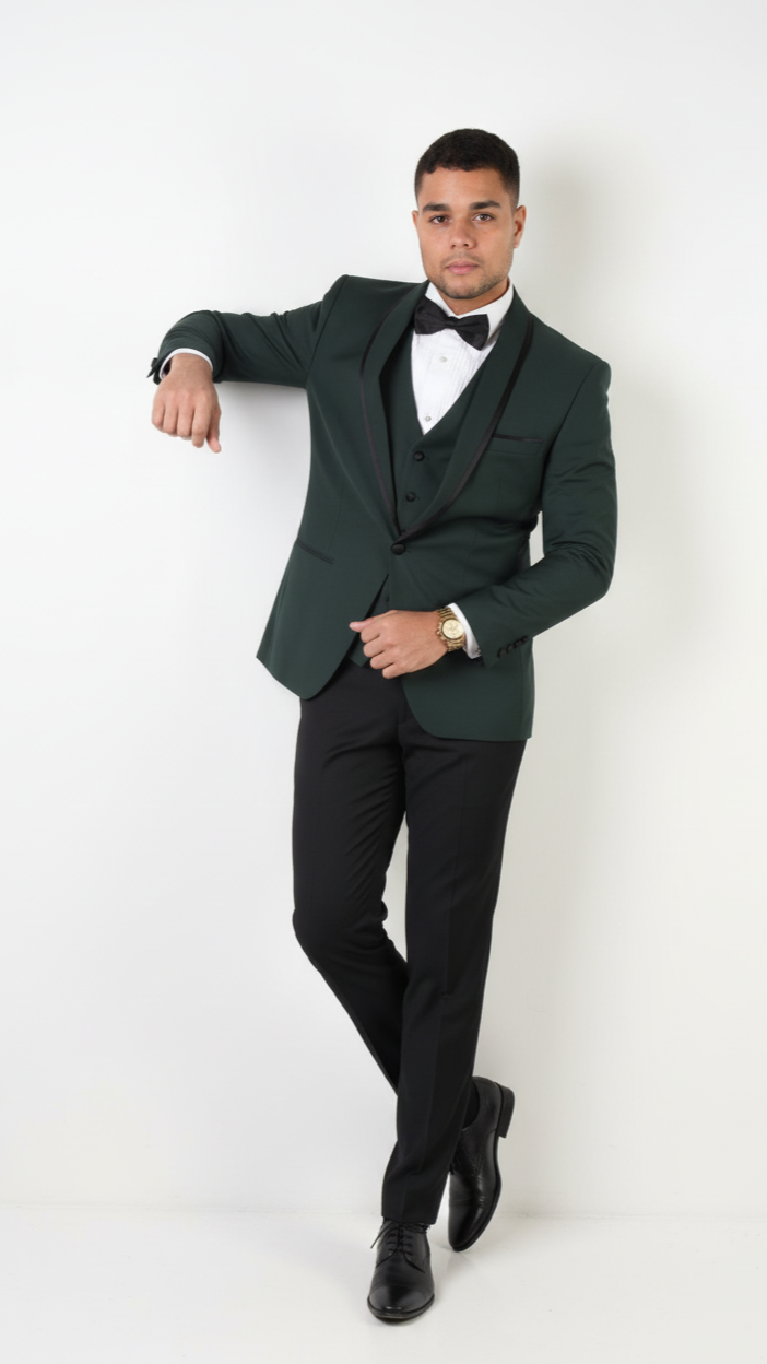 "Genova" Hunter Green 1-Button Shawl Tuxedo (4-Piece Set)