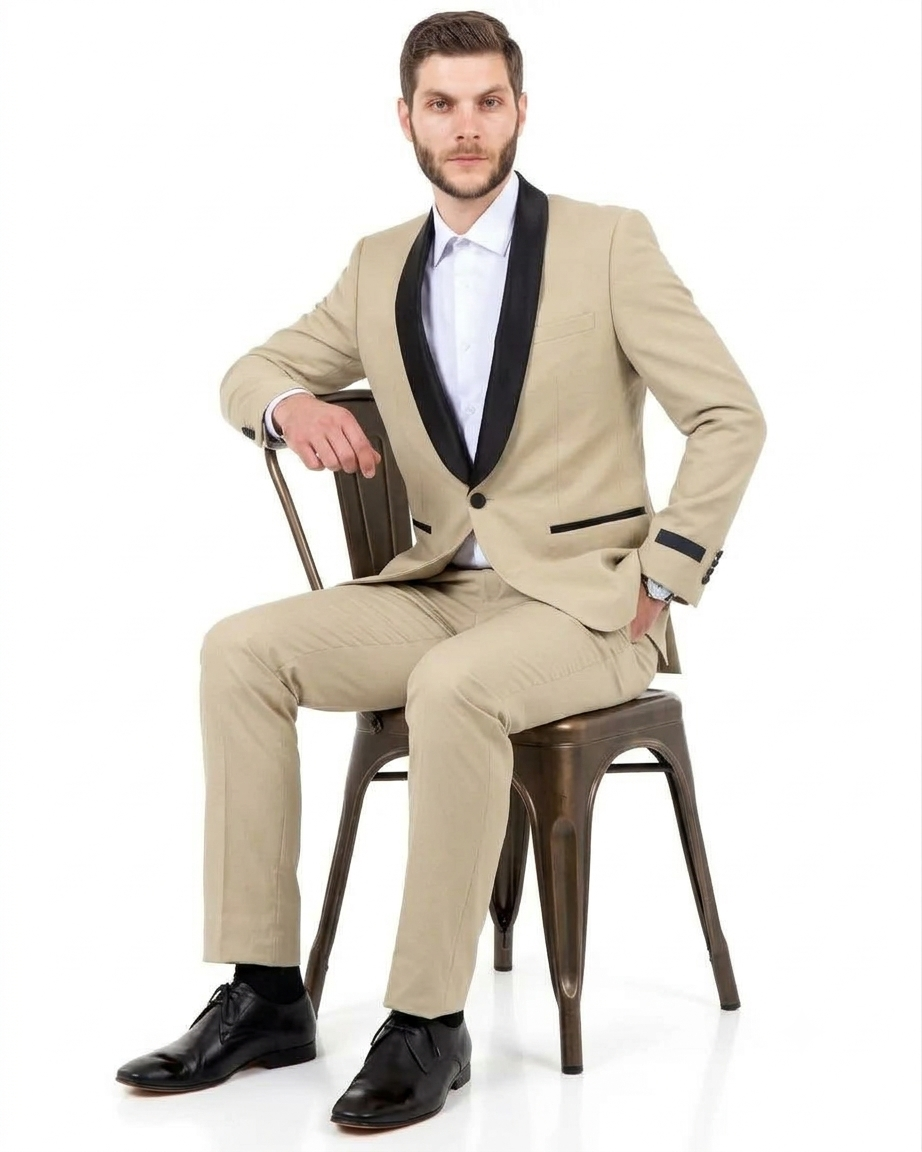 Tan/Black Slim Fit Tuxedo