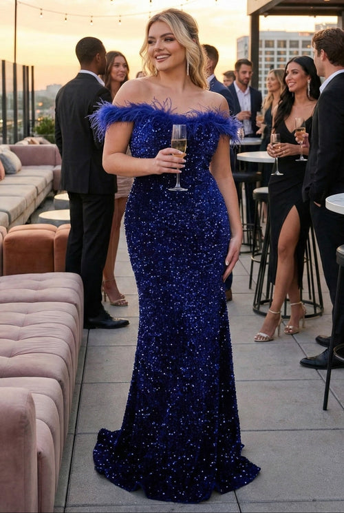 Sweetheart Sequin Long Red Carpet Gown
