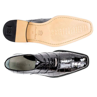Mare Black Genuine Ostrich & Eel Oxfords by Belvedere Shoes