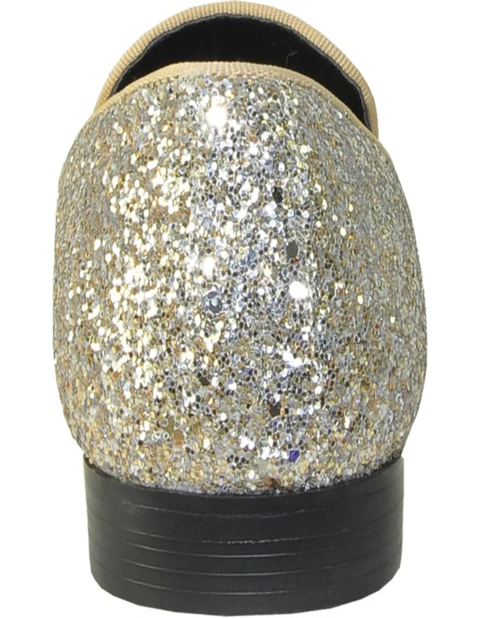 Mens Modern Glitter Sequin Prom Gold Tuxedo Loafer
