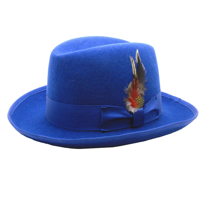 Royal Blue 100% Wool Australian Fur Felt Godfather Hat by Ferrecci