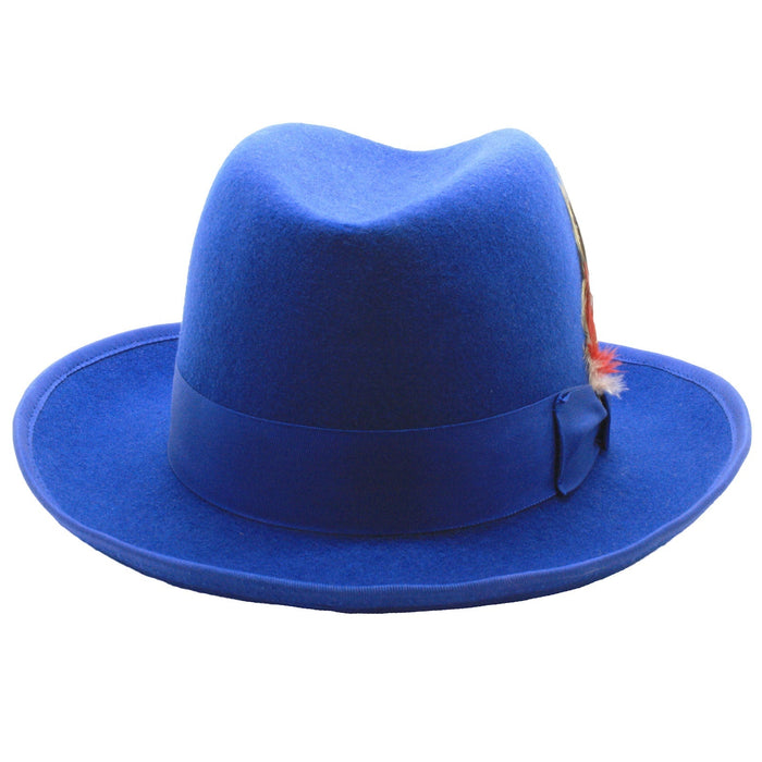 Royal Blue 100% Wool Australian Fur Felt Godfather Hat by Ferrecci