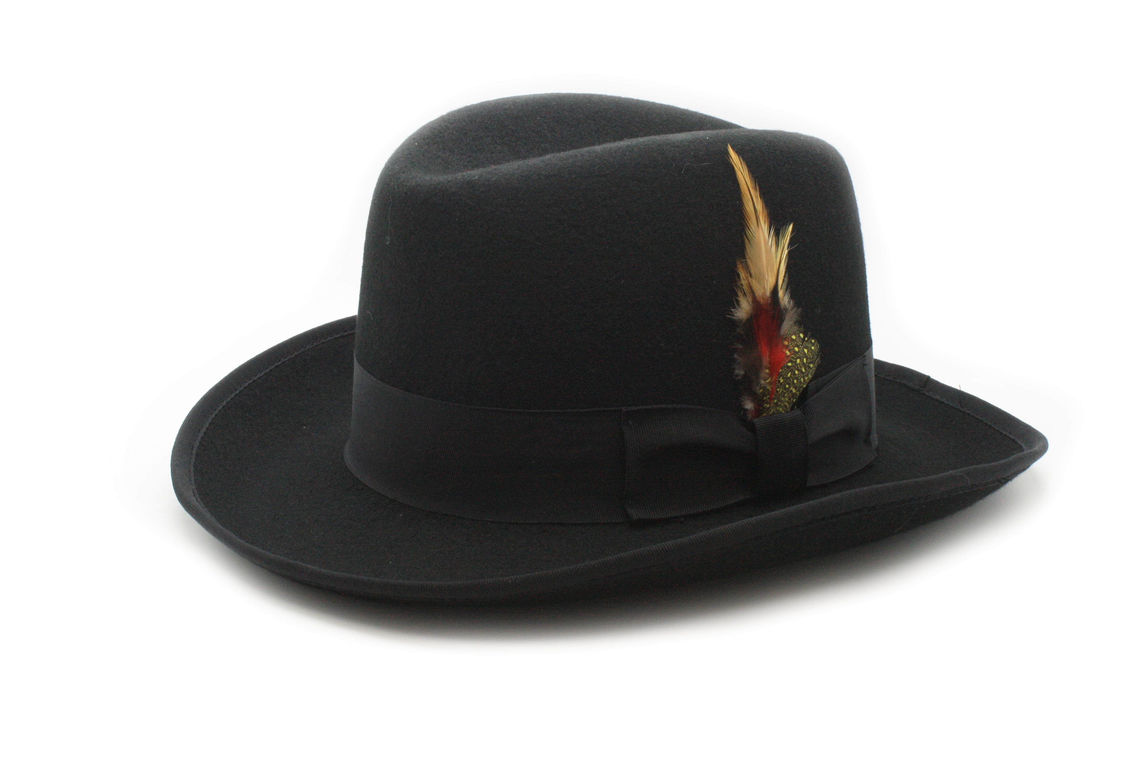 Black 100% Wool Australian Firm Fur Felt Godfather Hat by Ferrecci