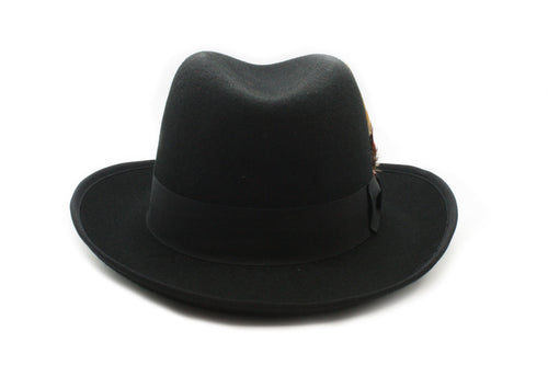Black 100% Wool Australian Firm Fur Felt Godfather Hat by Ferrecci