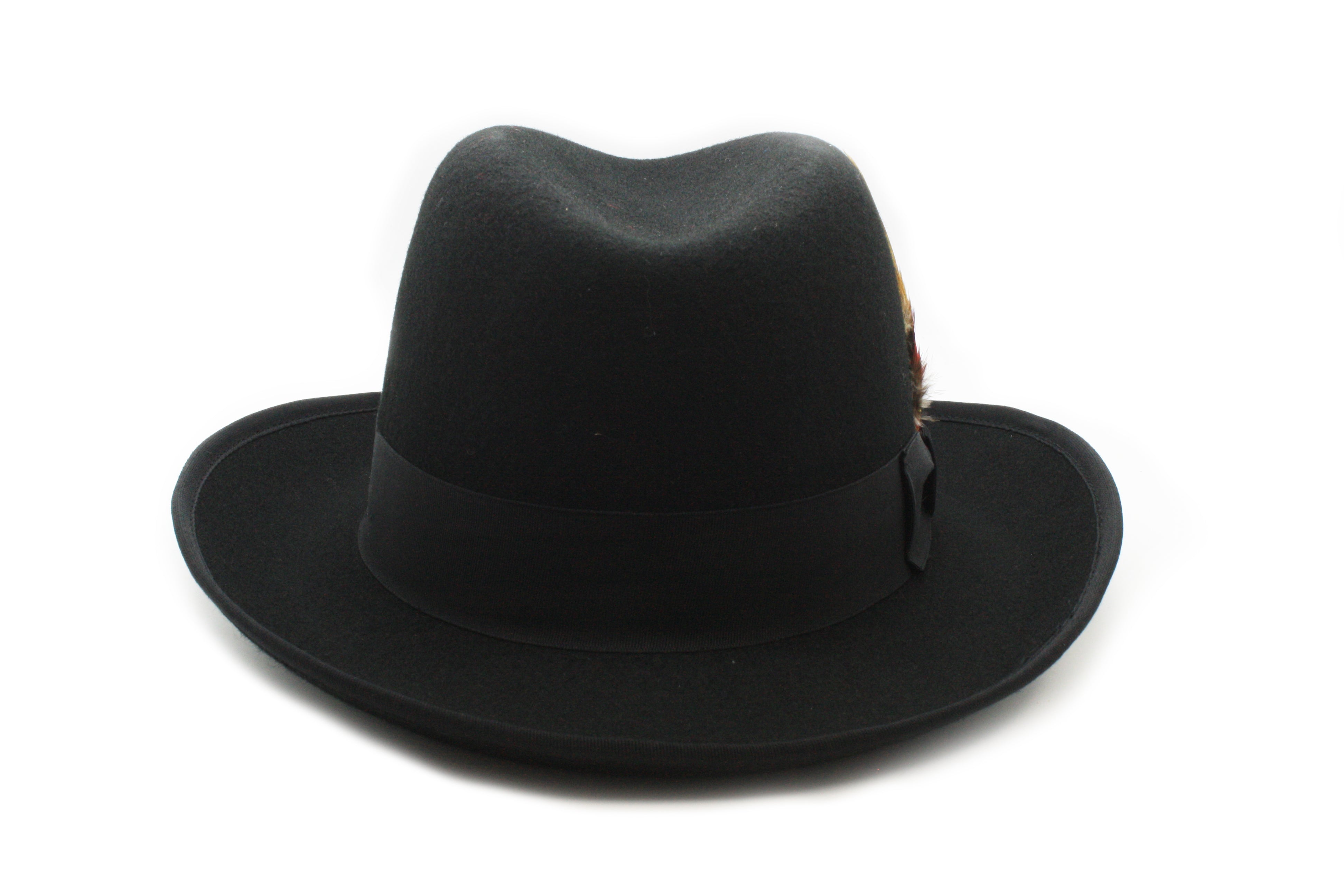 Black 100% Wool Australian Firm Fur Felt Godfather Hat by Ferrecci