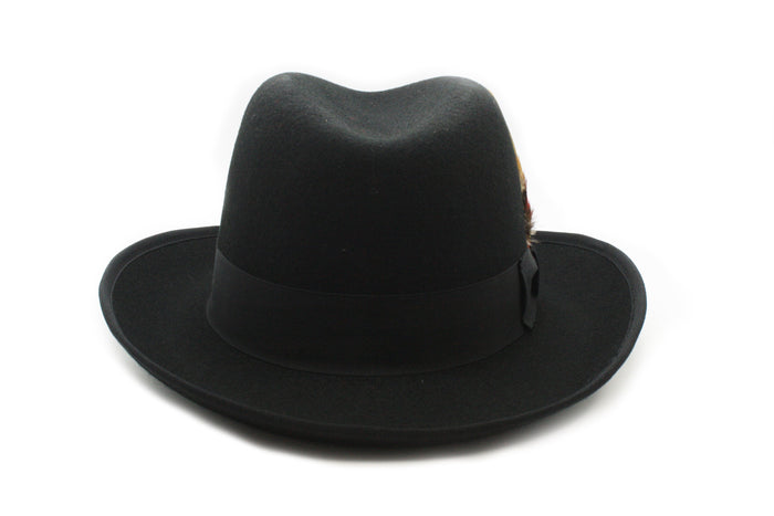 Black 100% Wool Australian Firm Fur Felt Godfather Hat by Ferrecci