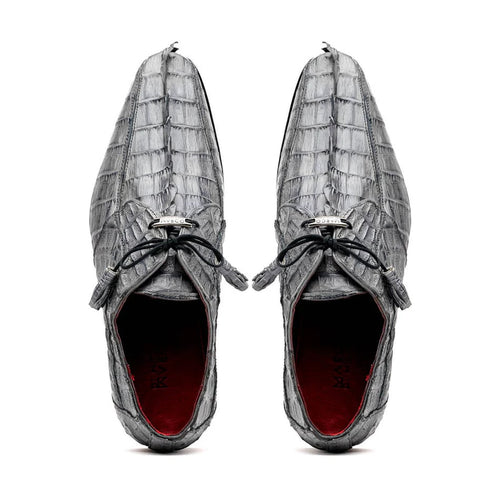 Marco Di Milano Cancun Men's Shoes Gray Exotic Hornback Crocodile Skin Derby Oxfords