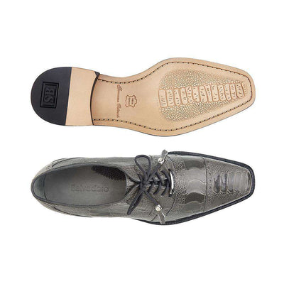 Batta Men's Gray Genuine Ostrich Cap Toe Oxfords by Belvedere Shoes