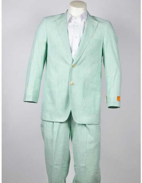 Men's Green seersucker ~ sear sucker 2 Button Suit mensusain
