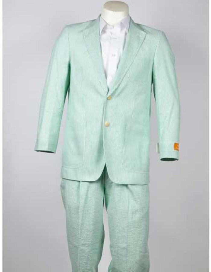 Men's Green seersucker ~ sear sucker 2 Button Suit mensusain