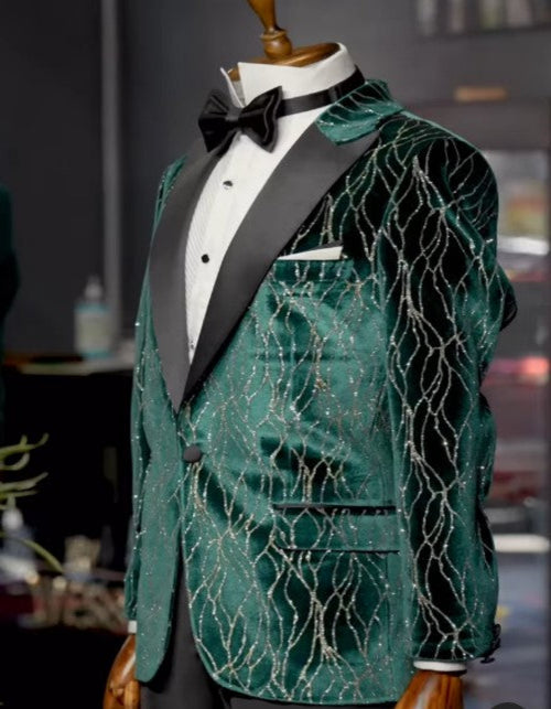 Mardi Gras Tuxedo Dinner Jacket in Green - White - Black - Purple - Red and Gold