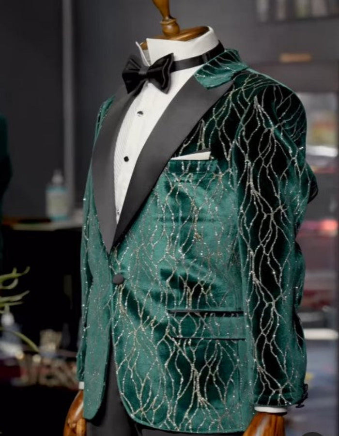 Mardi Gras Tuxeod Dinner Jacket in Green - White - Black - Purple - Red and Gold by USA Men's Outlet
