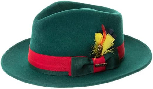Grayson Fedora Crushable 100% Australian Wool Traveler Two Tone Green Hat USA Men's Outlet