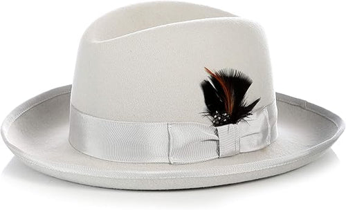 Premium Godfather Hat - Homburg Hat - Men's Homburg Light Grey by USA Men's Outlet
