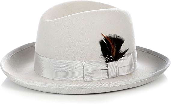 Premium Godfather Hat - Homburg Hat - Men's Homburg Light Grey by USA Men's Outlet
