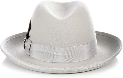 Premium Godfather Hat - Homburg Hat - Men's Homburg Light Grey by USA Men's Outlet