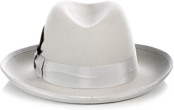 Premium Godfather Hat - Homburg Hat - Men's Homburg Light Grey by USA Men's Outlet