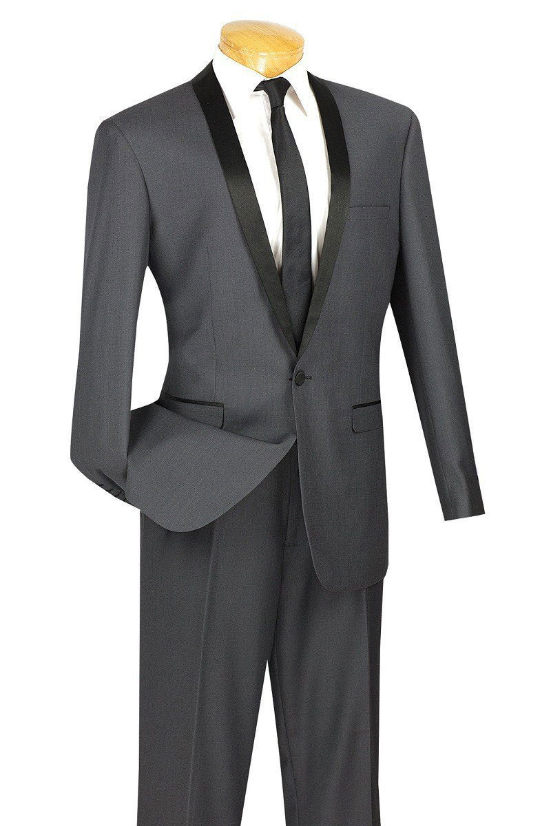 Grey 1-Button Shawl Tuxedo
