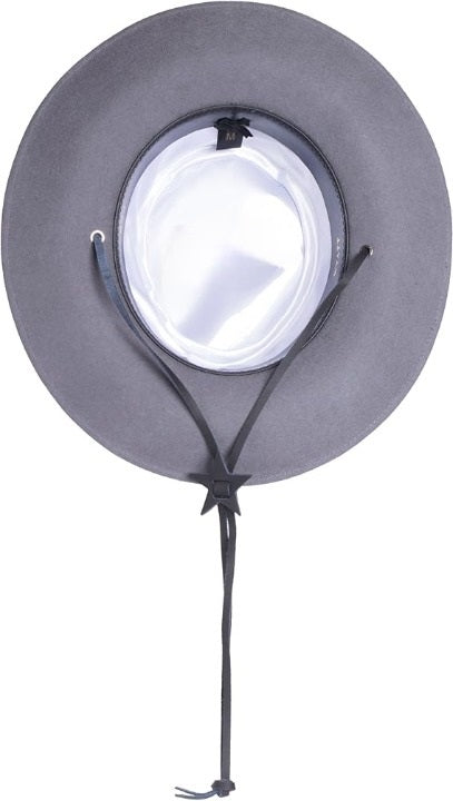 Men's Wool Wide Brim Fedora Hat Grey with Grosgrain Ribbon by USA Men's Outlet