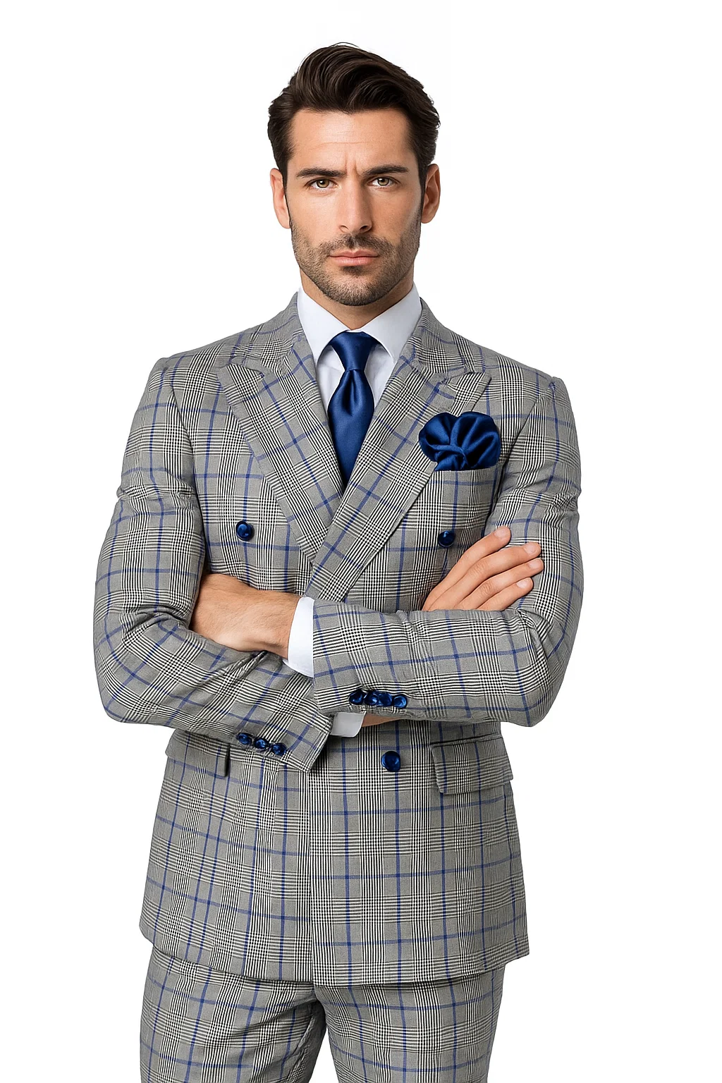 Grey with Blue Plaid by Rossiman