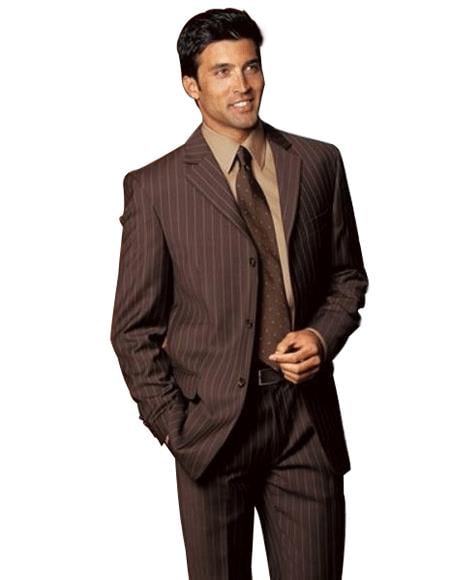 Groomsmen Suits Super 140 rayon fabric Two ~ 2 buttons Stripe Flat Front Pants Regular Fit side2 Piece Suits - Two piece Business suits by Menssuitsatlantain