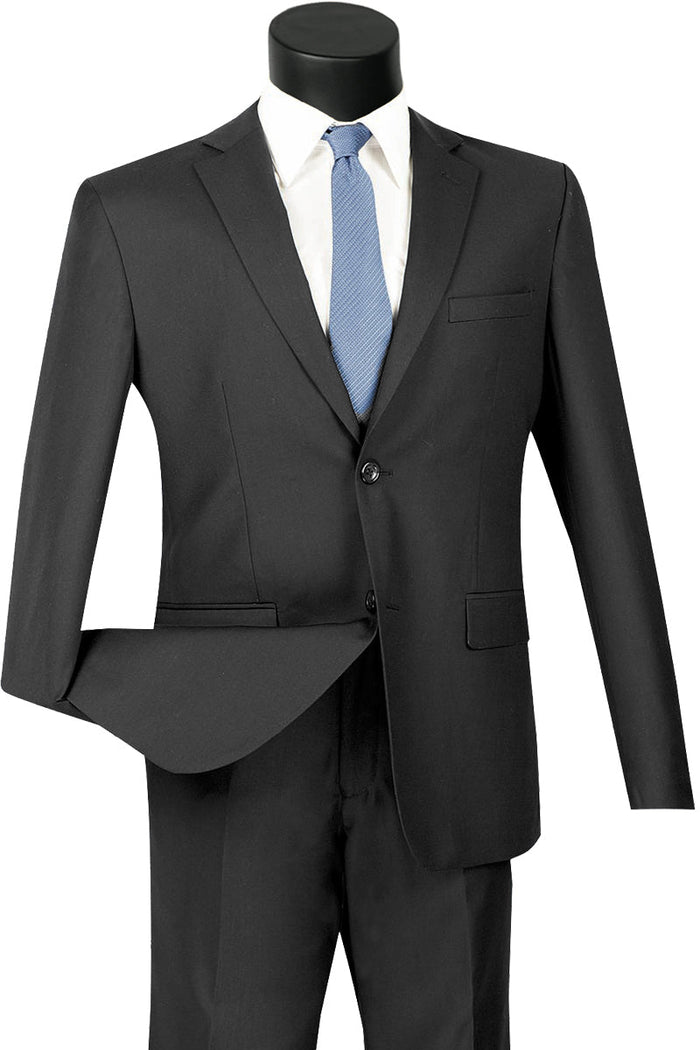 Luxurious Wool Feel, Single breasted 2 buttons, ultra slim fit, side vents, Flat front pants, solid colorBeige by Vinci