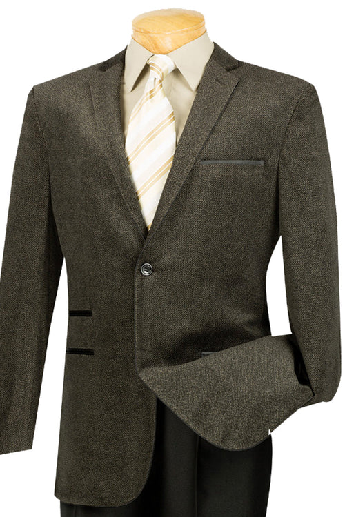 Mens 2 Button Herringbone Professors Blazer in Coffee by Vinci