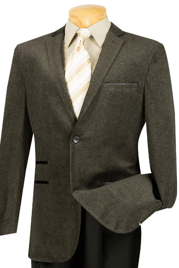 Mens 2 Button Herringbone Professors Blazer in Coffee by Vinci