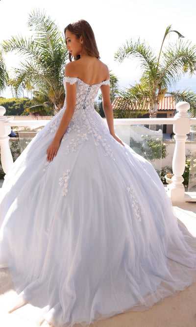 Nox Anabel H1352 Off-the-Shoulder Quinceanera Dress Lace-Up Embroidered Ball Gown