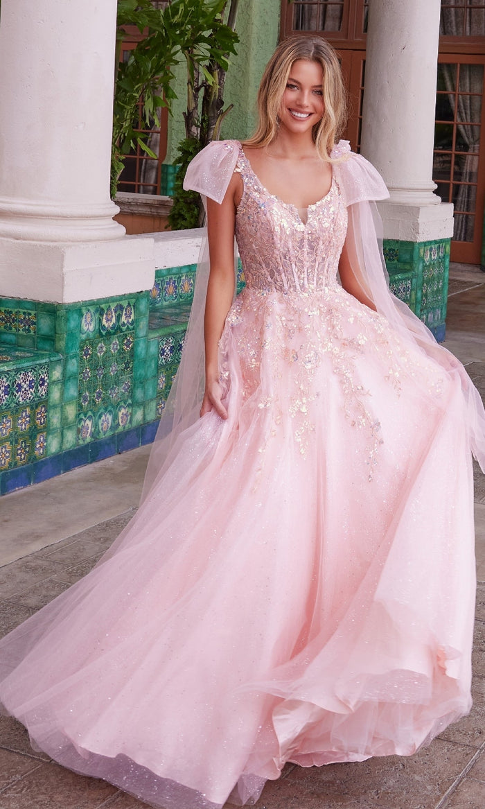 Nox Anabel H1680 Long Prom Dress with Shoulder Bows