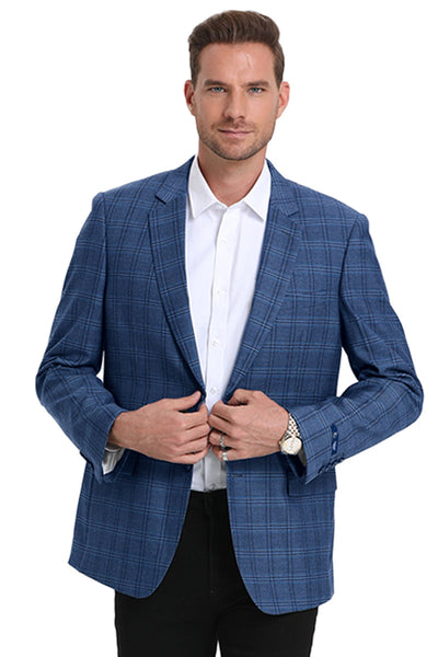 Men's Slim Fit Teal Plaid Sport Coat
