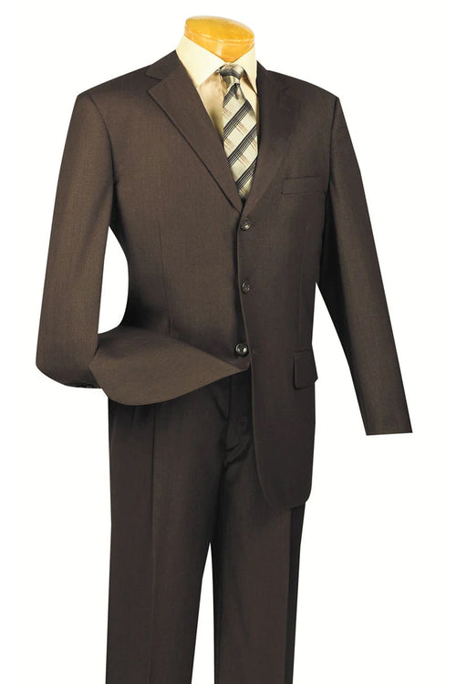 Mens Classic 3 Button Regular Fit Suit in Brown by Fortino Landiin