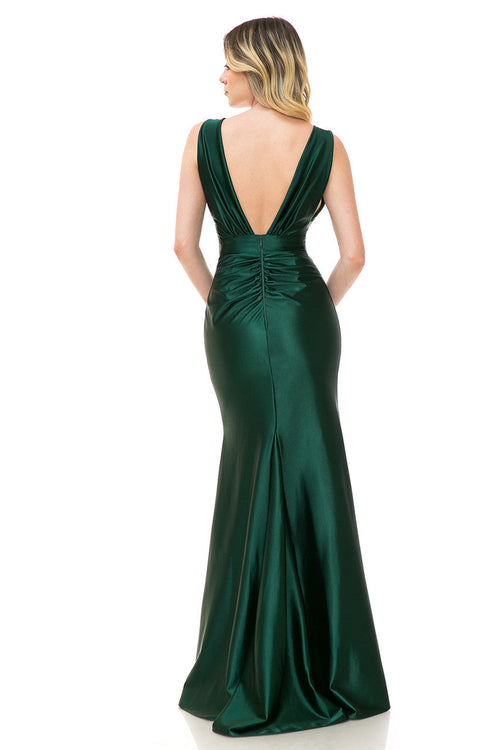 Red Carpet Dress Deep V-Neck Sleeveless Mermaid Gown By Lenovia 5248