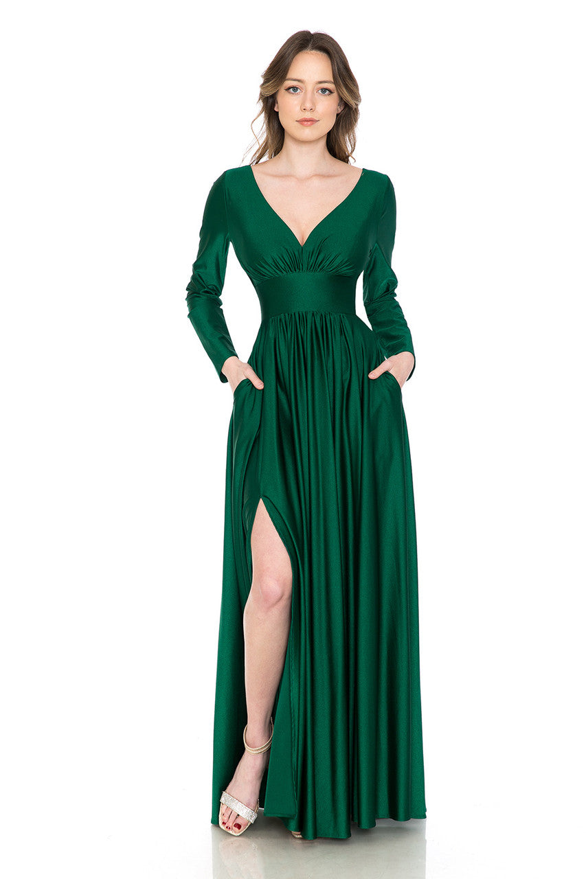 Mother Of The Bride Dress Stretchy Long Sleeve Formal Gown