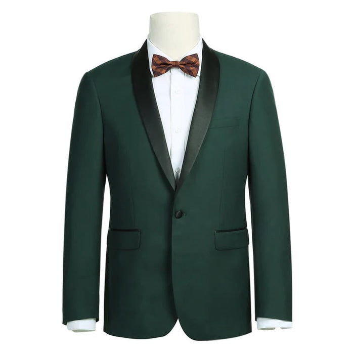 Hunter Green Prom Tuxedo Suit - Hunter Green Wedding Suit - Mens Traditional Slim Fit Shawl Collar Tuxedo In Hunter Green PROMTUXEDO