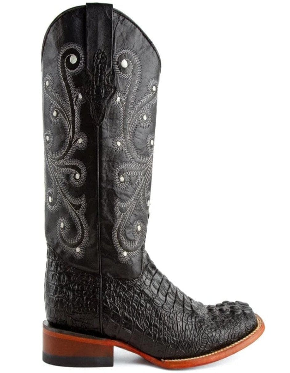 Men's Ferrini Caiman Crocodile Print Boots Handcrafted Black Ferrini USA