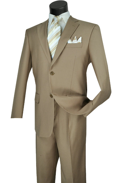 Mens 2 Button Classic Fit Pleated Pant Suit in Grey by Vinci