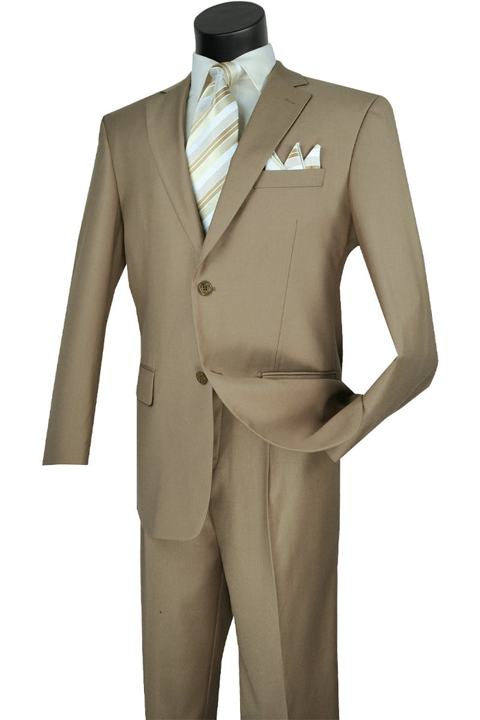 Mens 2 Button Classic Fit Pleated Pant Suit in Grey by Vinci