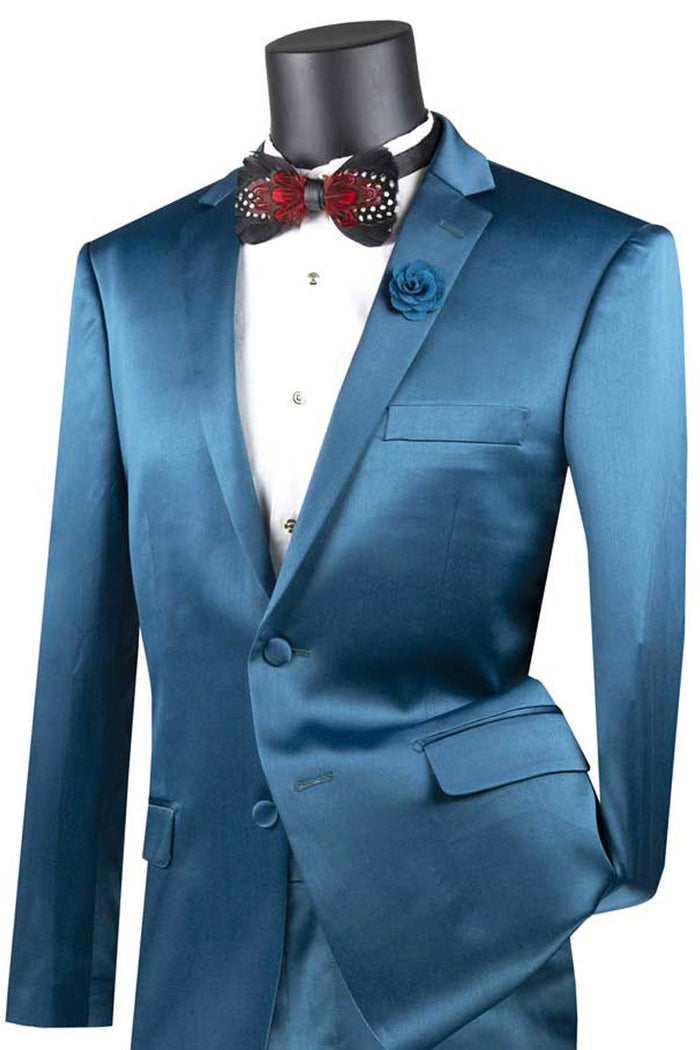 Mens Slim Fit Wool Feel Suit in Black by Vinci