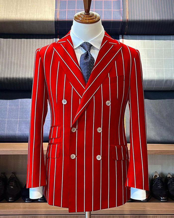 Hot Red Pinstripe Suit - Gangster Suit - 1920's Suit - Double Breasted Suit by USA Men's Outlet