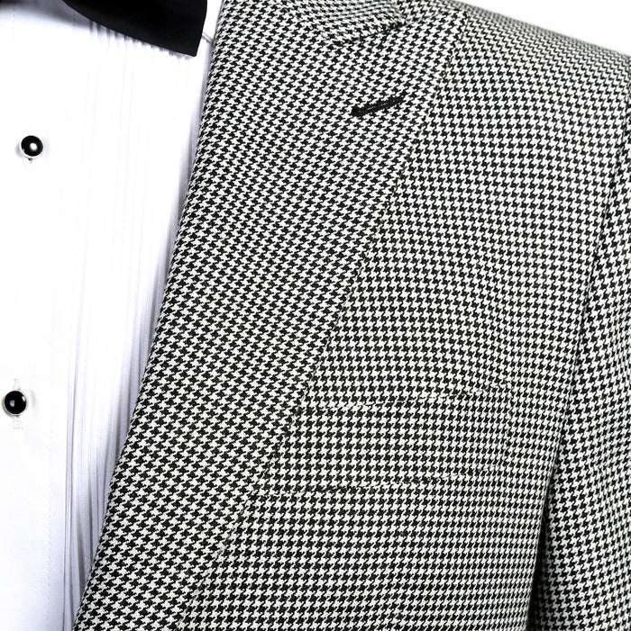 Mens Slim Fit Houndstooth Peak Lapel 2pc Suit by USA Men's Outlet