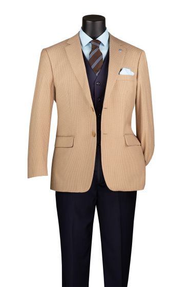 Houndstooth Sport Coat in Tan and Beige Mens Blazer - Patterned Texture - 1920s Vintage Jacket by USA Men's Outlet