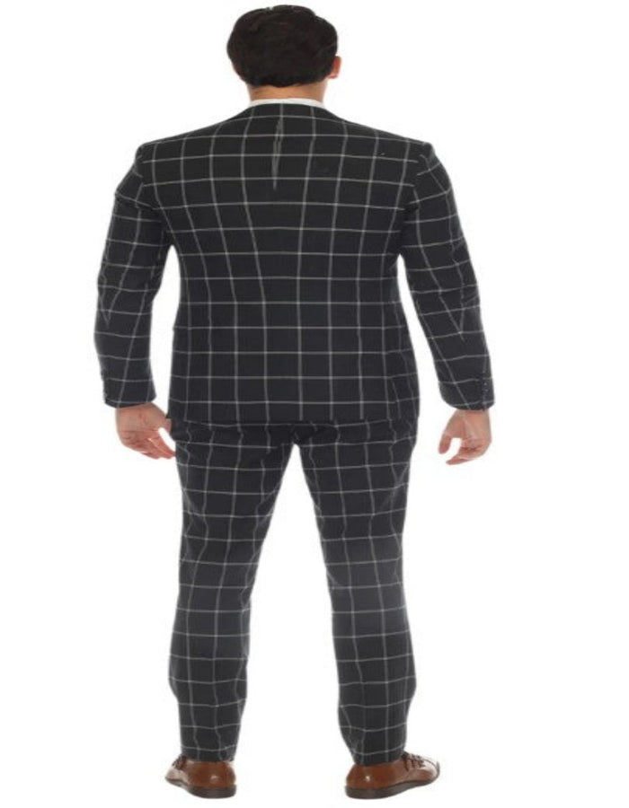 Mens Plaid Suit - Windowpane Pattern With Vest - Business Suit Hunter Green USA Men's Outlet