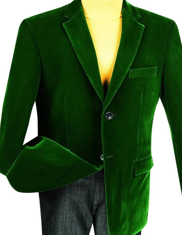 Emerald Green Prom Suit - Green homecoming suits - Mens Two Button Regular Fit Emerald Hunter Green Velvet Blazer Emerald Green Prom Dress