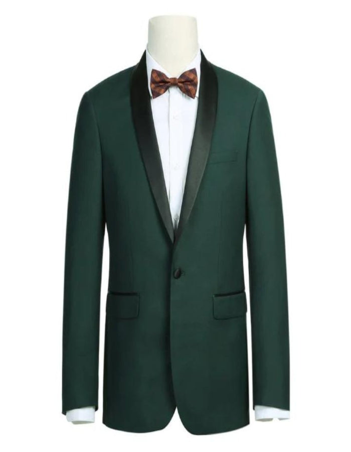 Green Prom Suit For Men - Mens Traditional Slim Fit Shawl Collar Hunter Green Tuxedo