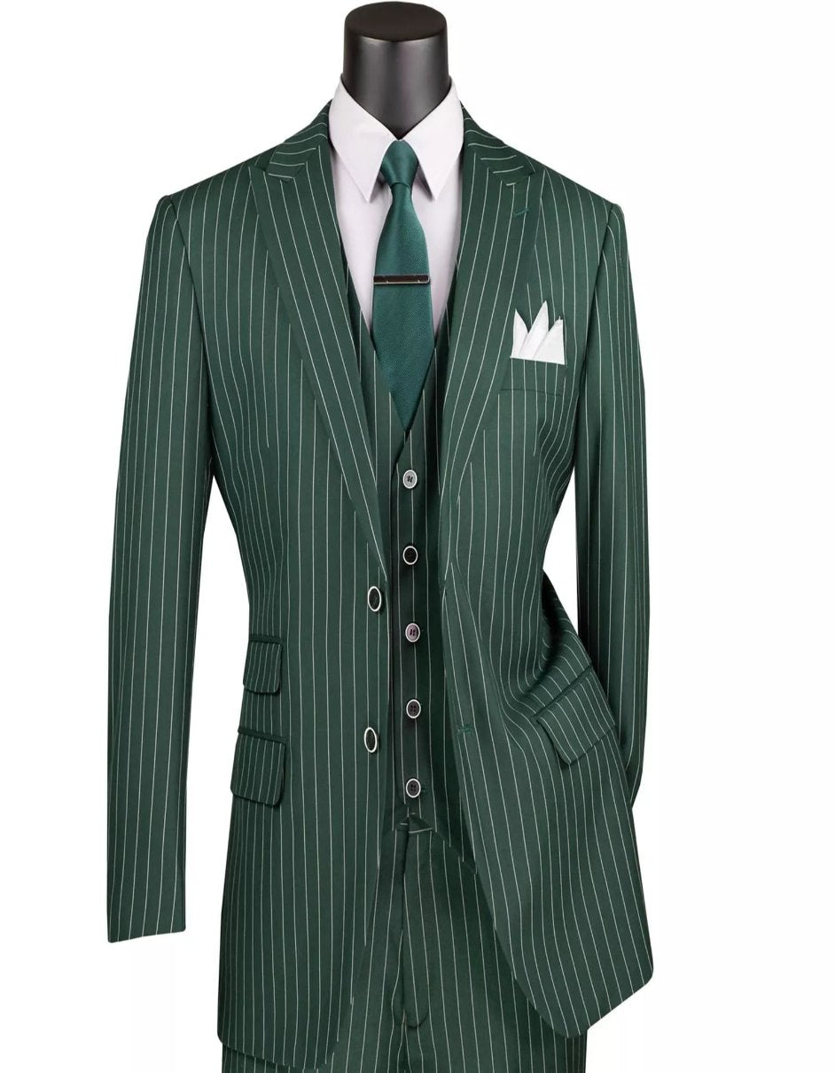 Mens Big and Tall Hunter Green Gangster Three Piece Classic Fit Suit USA Men's Outlet