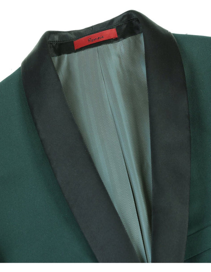 Green Prom Suit For Men - Mens Traditional Slim Fit Shawl Collar Hunter Green Tuxedo