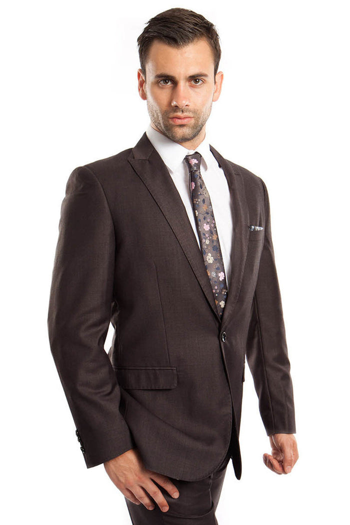 Men's Slim Fit Grey Suit by Tazio Suits