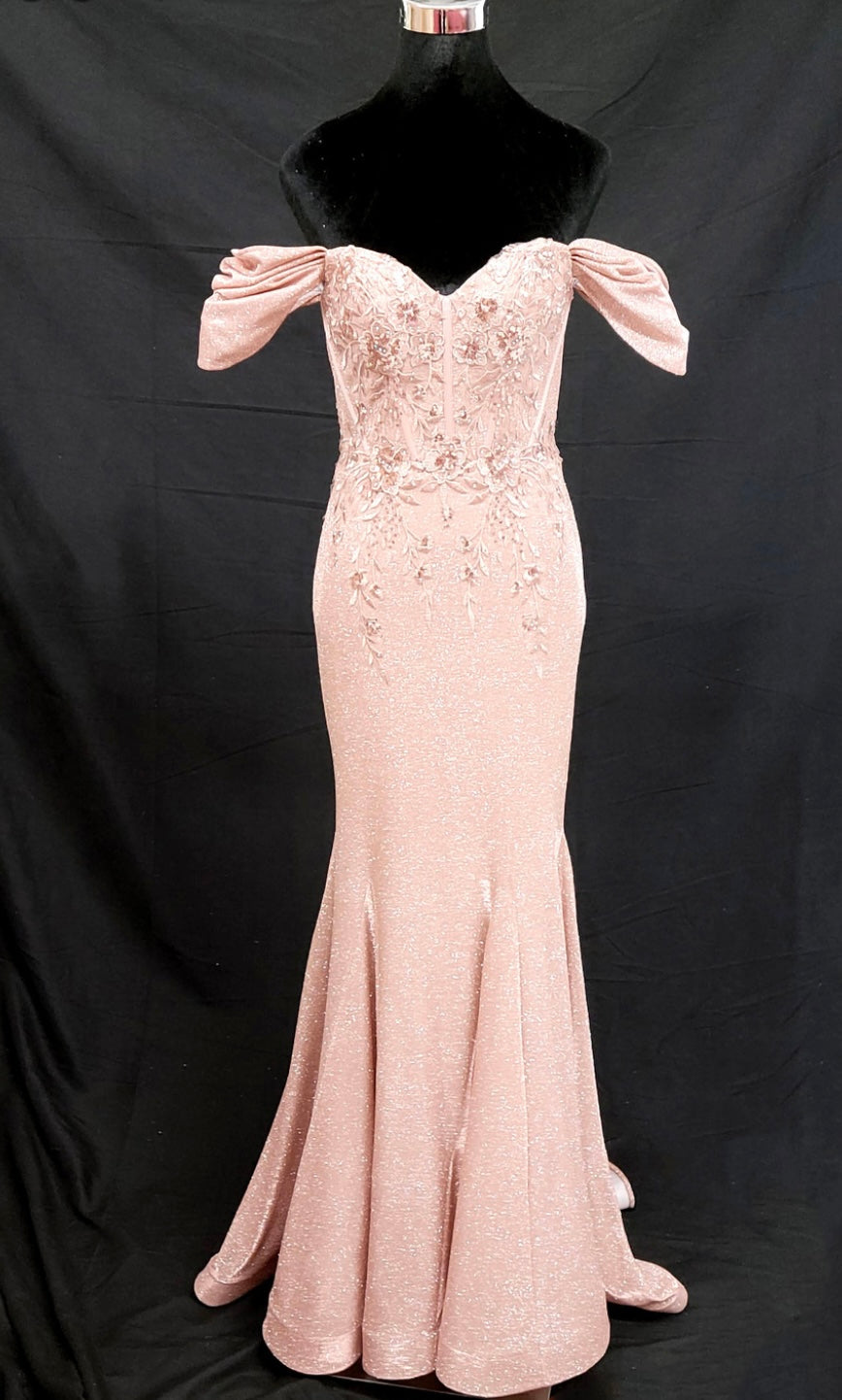 Chicas J066 Printed Evening Black Mermaid Sweetheart Fabric Dress